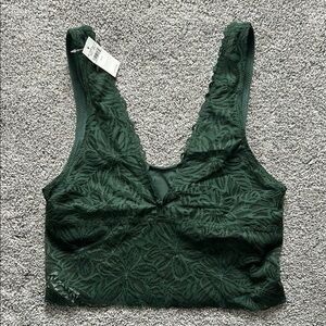 NWT Aerie Dark Green Lace Lined Bralette Bra - Small